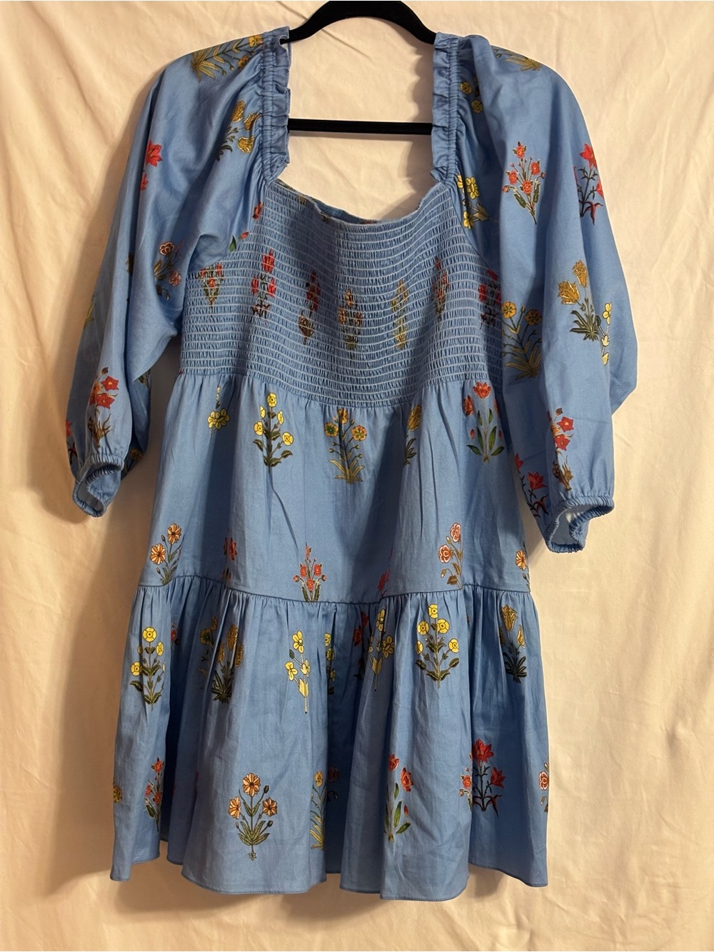 Sachin + Babi X Dillard size14 blue with multiple colors of flowers flared dress